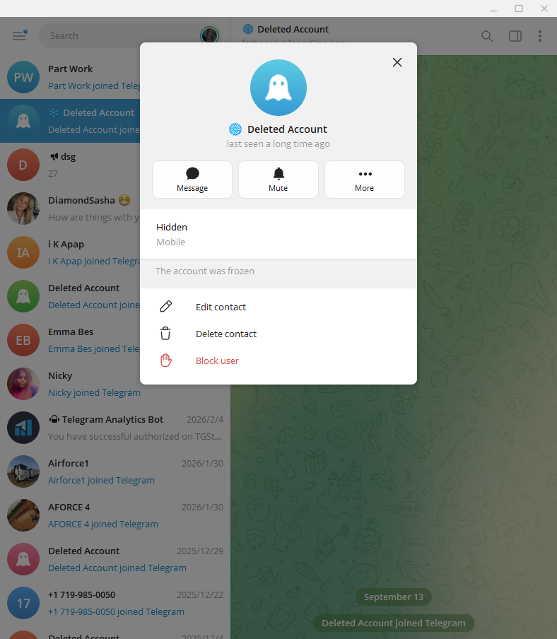 プラットフォームの制限画面：Telegram · 01