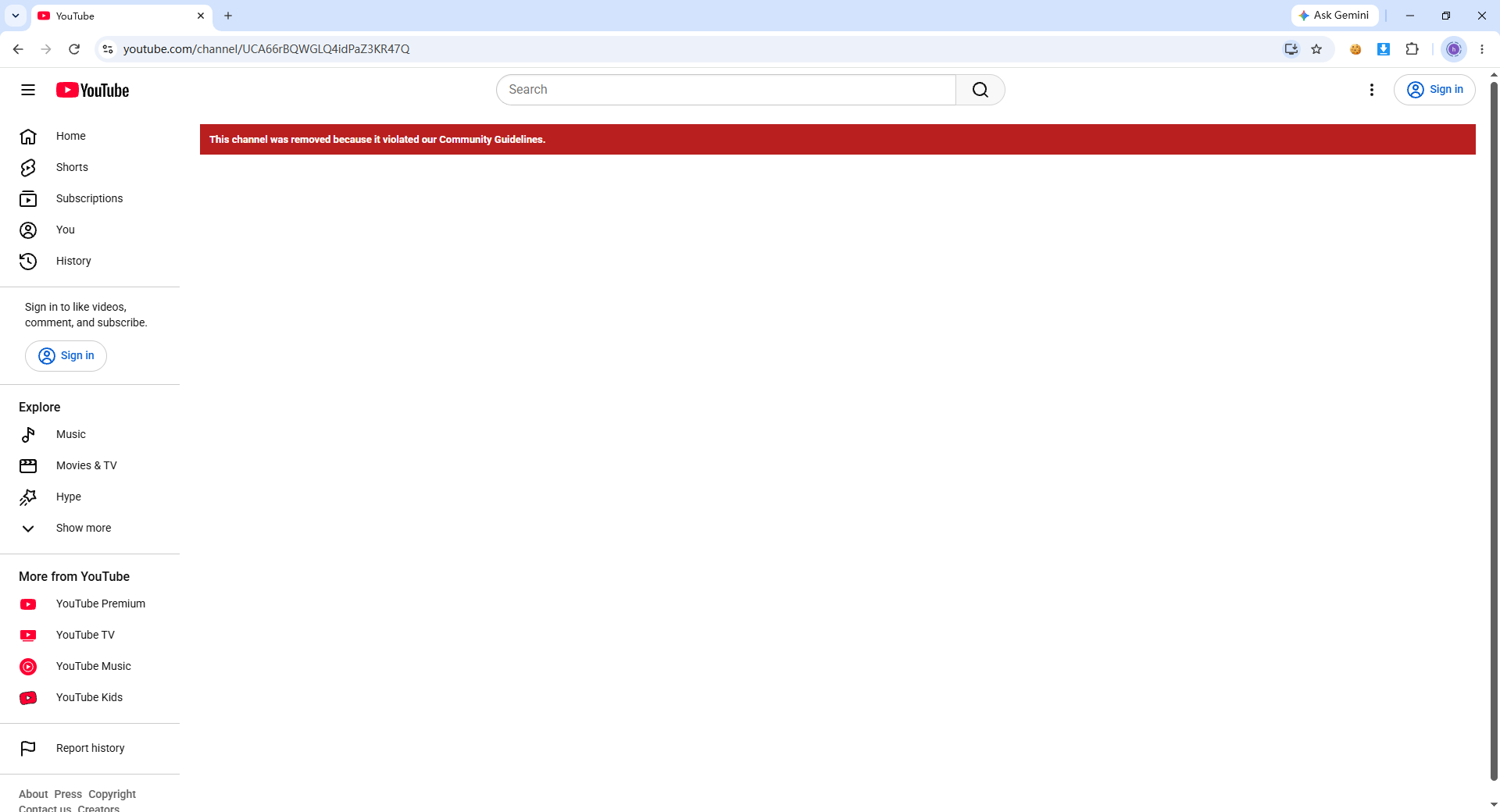 Platform restriction screenshot: YouTube · 03