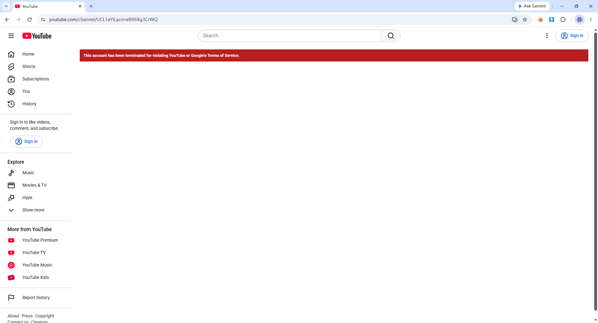 Platform restriction screenshot: YouTube · 04