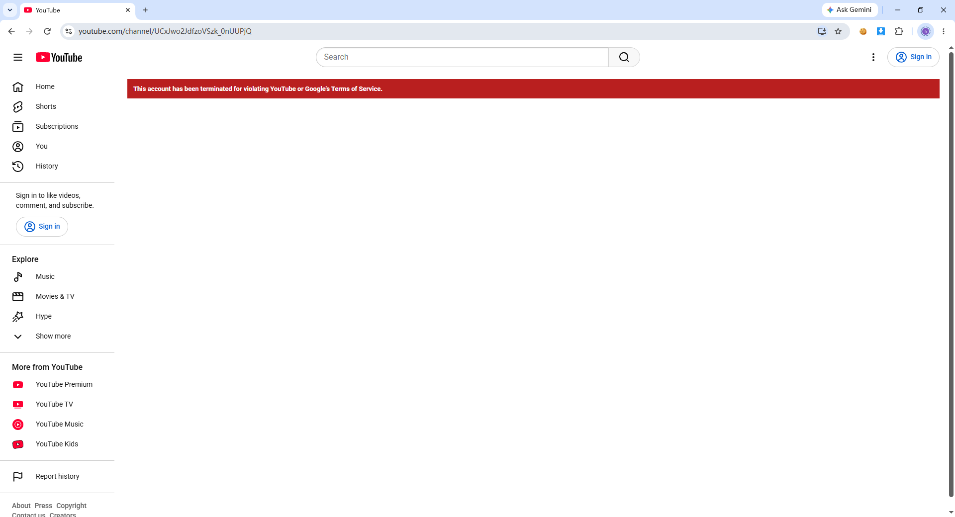 Platform restriction screenshot: YouTube · 05