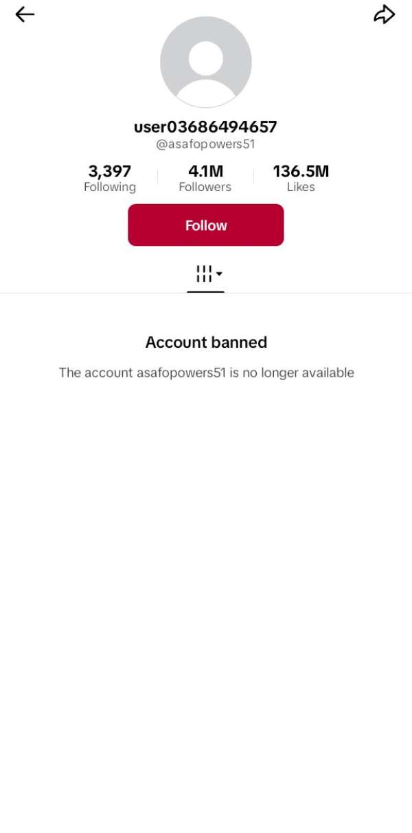 ภาพหน้าจอการจำกัดของแพลตฟอร์ม: Asafo Powers · @asafopowers51